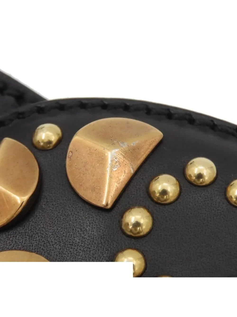 Dolce & Gabbana Studded Belt DG Logo 36 90 Black Leather